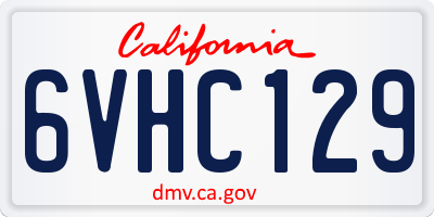 CA license plate 6VHC129