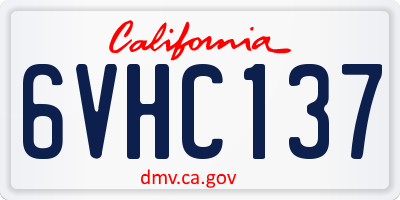 CA license plate 6VHC137