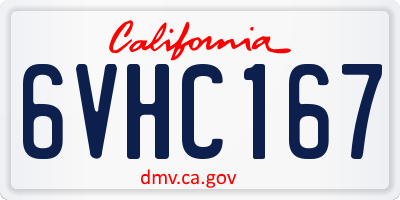 CA license plate 6VHC167