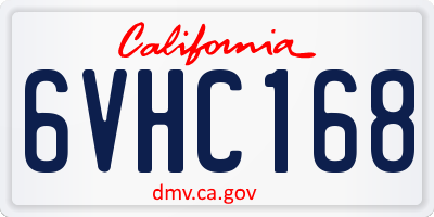 CA license plate 6VHC168