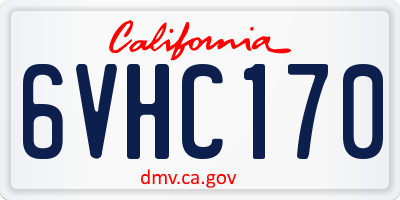CA license plate 6VHC170