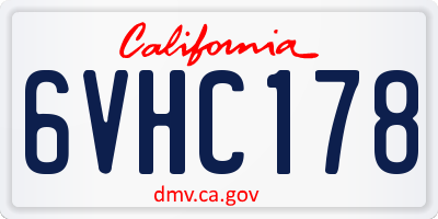 CA license plate 6VHC178