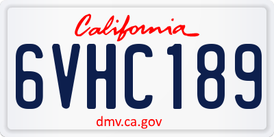 CA license plate 6VHC189