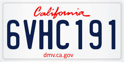 CA license plate 6VHC191