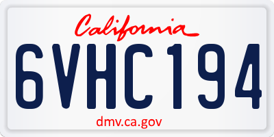 CA license plate 6VHC194