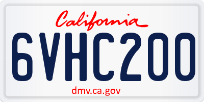 CA license plate 6VHC200