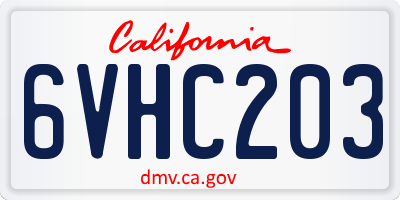 CA license plate 6VHC203