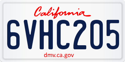 CA license plate 6VHC205