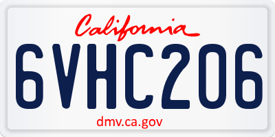 CA license plate 6VHC206