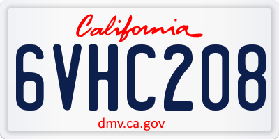 CA license plate 6VHC208