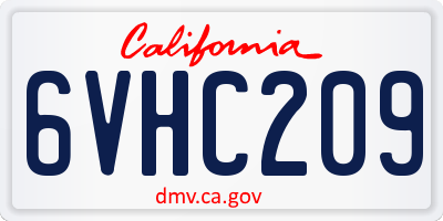 CA license plate 6VHC209