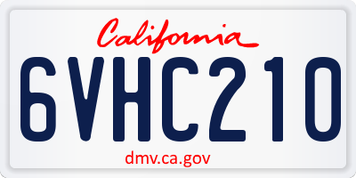 CA license plate 6VHC210