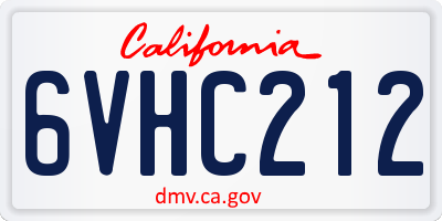 CA license plate 6VHC212