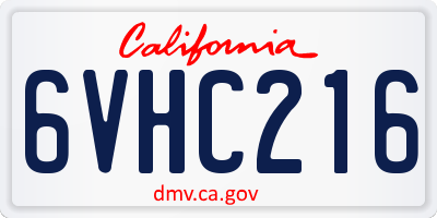 CA license plate 6VHC216