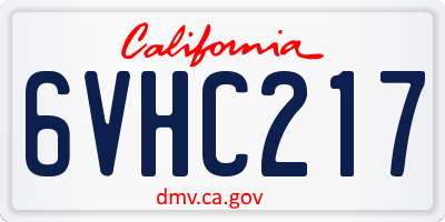 CA license plate 6VHC217