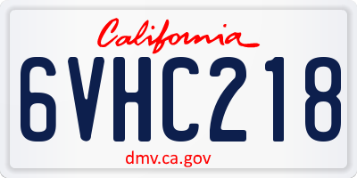 CA license plate 6VHC218