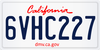 CA license plate 6VHC227