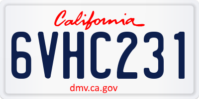 CA license plate 6VHC231