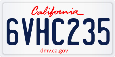 CA license plate 6VHC235