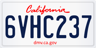 CA license plate 6VHC237