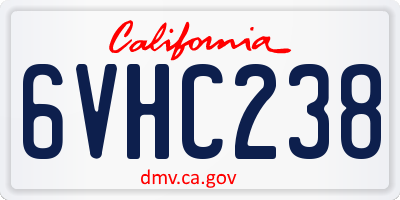 CA license plate 6VHC238