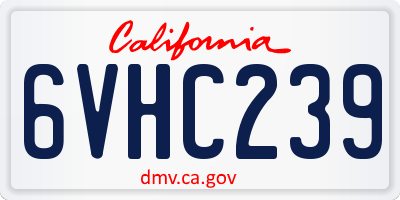 CA license plate 6VHC239