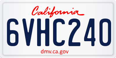 CA license plate 6VHC240