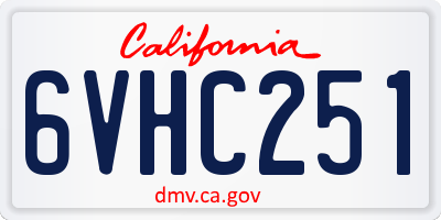 CA license plate 6VHC251