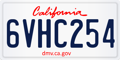 CA license plate 6VHC254