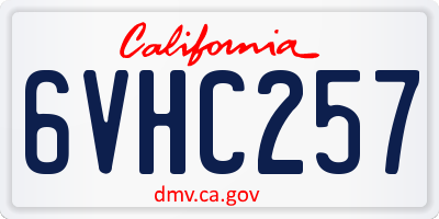 CA license plate 6VHC257