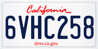 CA license plate 6VHC258
