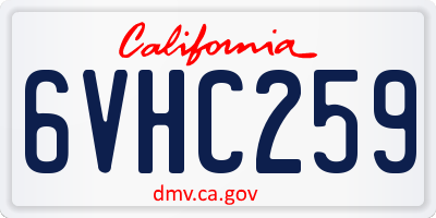 CA license plate 6VHC259