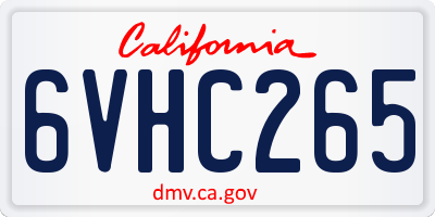 CA license plate 6VHC265