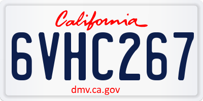 CA license plate 6VHC267