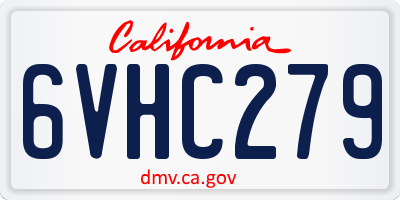 CA license plate 6VHC279