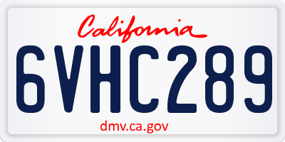 CA license plate 6VHC289