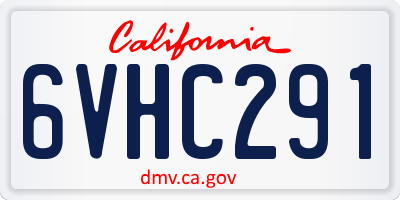 CA license plate 6VHC291