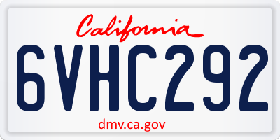 CA license plate 6VHC292