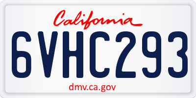 CA license plate 6VHC293