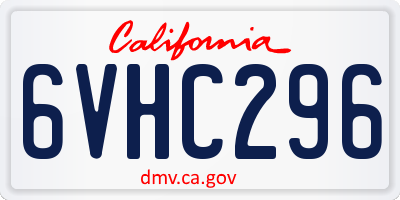 CA license plate 6VHC296