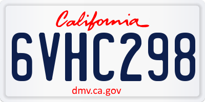 CA license plate 6VHC298