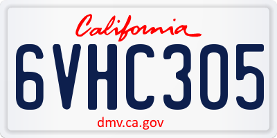 CA license plate 6VHC305
