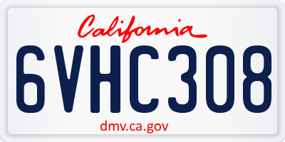 CA license plate 6VHC308