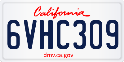 CA license plate 6VHC309