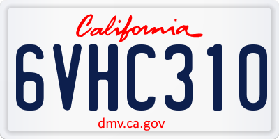CA license plate 6VHC310