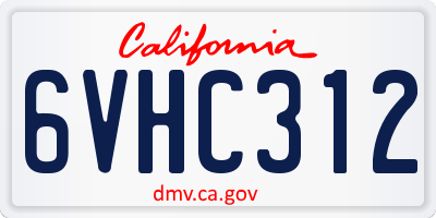 CA license plate 6VHC312