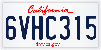 CA license plate 6VHC315