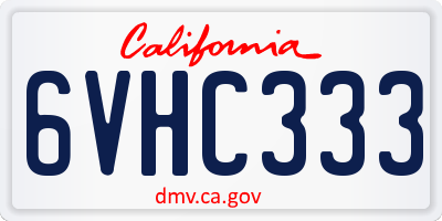 CA license plate 6VHC333