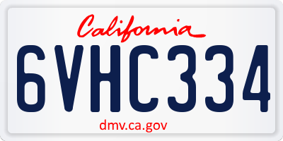 CA license plate 6VHC334
