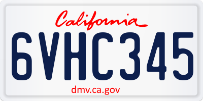 CA license plate 6VHC345